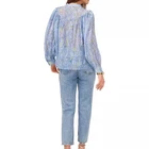 NWOT  Vince Camuto - Airy Blue Paisley Print Raglan Sleeve Top - Size XL - Picture 3 of 4